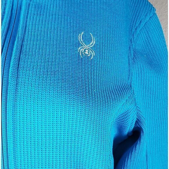 Spyder Teal Blue Ribbed Full Zip Jacket - Picture 6 of 8